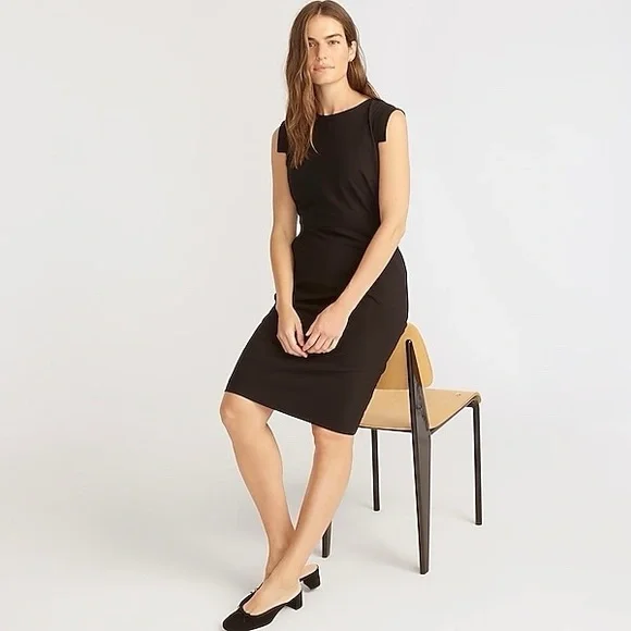 J.Crew NWT! L6602 Black Stretch Linen Blend Resume Dress Size 14 J.Crew NWT! L6602 Black Stretch Linen Blend Resume Dress Size 14